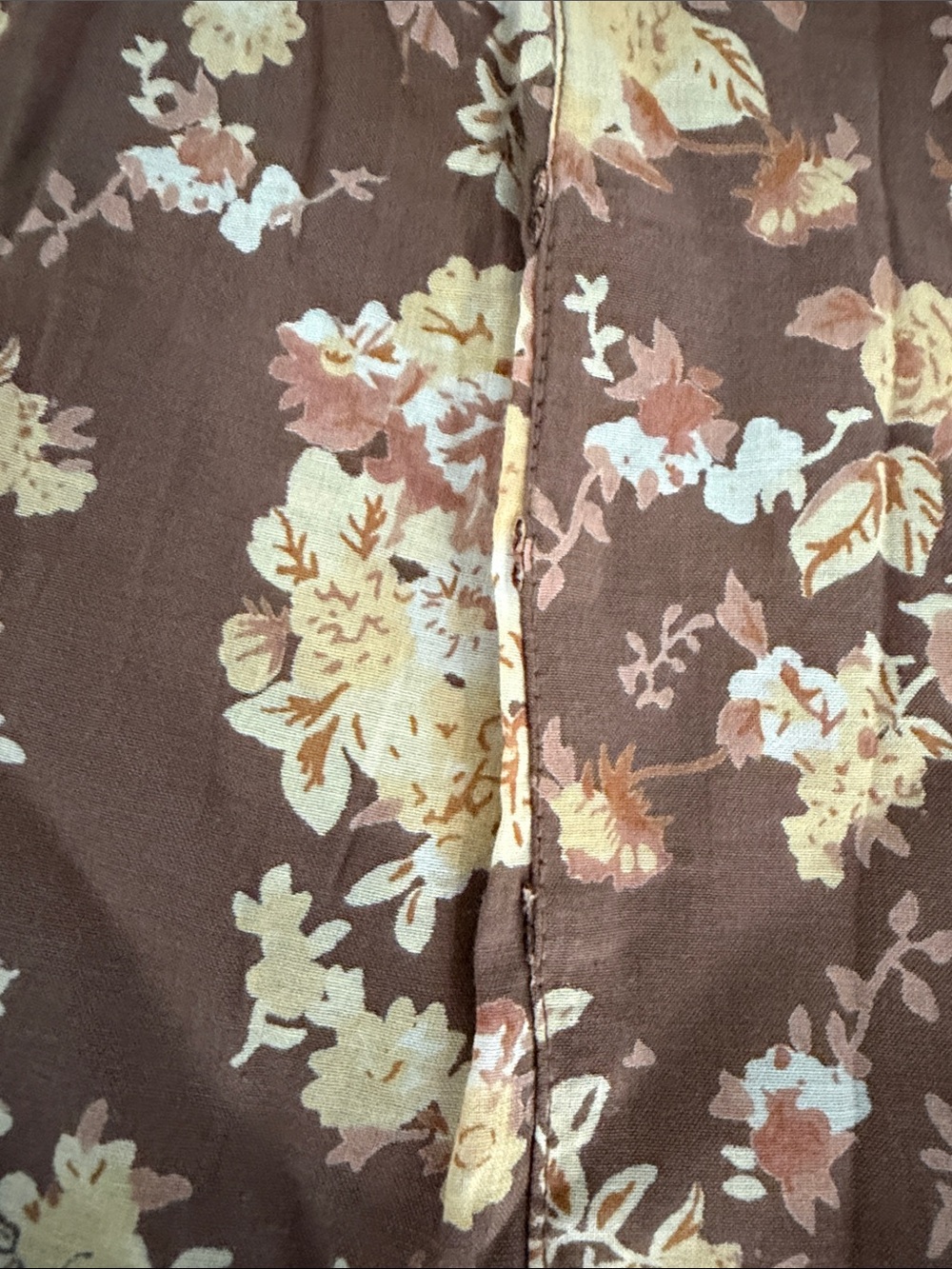 Lucky Brand Brown Floral Lace Trimmed Slip Midi Dress with Cream Print - Picture 15 of 16